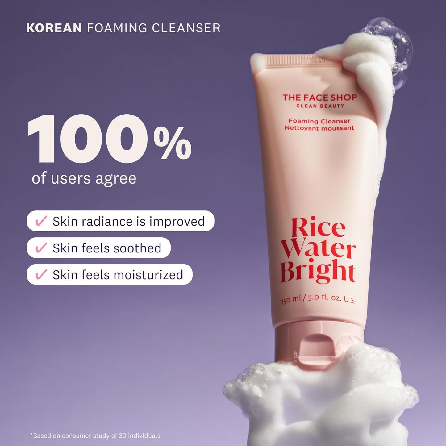 The Face Shop Rice Water Bright Foaming Facial Cleanser with Ceramide